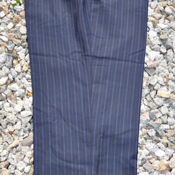 MARC TULIO PARIS TAILORED PANTS PIN STRIPE NAVY BLUE POLY / RAYON BAGGY STYLE - Picture 2 of 7